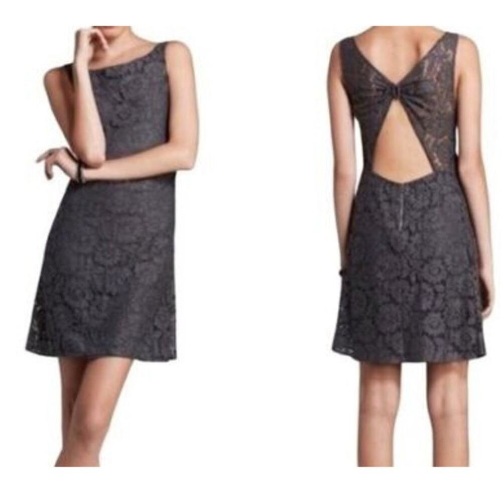 Alice & Olivia gray lace overlay open back‎ sleeveless dress size Small NWT